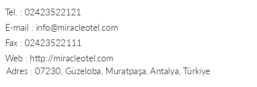 Miracle Resort Hotel telefon numaralar, faks, e-mail, posta adresi ve iletiim bilgileri